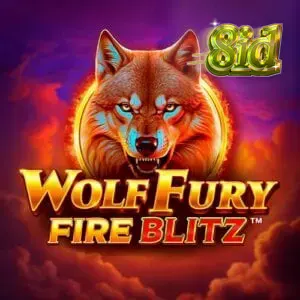 Tampilan antarmuka permainan slot Wolf Fury Fire Blitz dengan tema serigala dan api