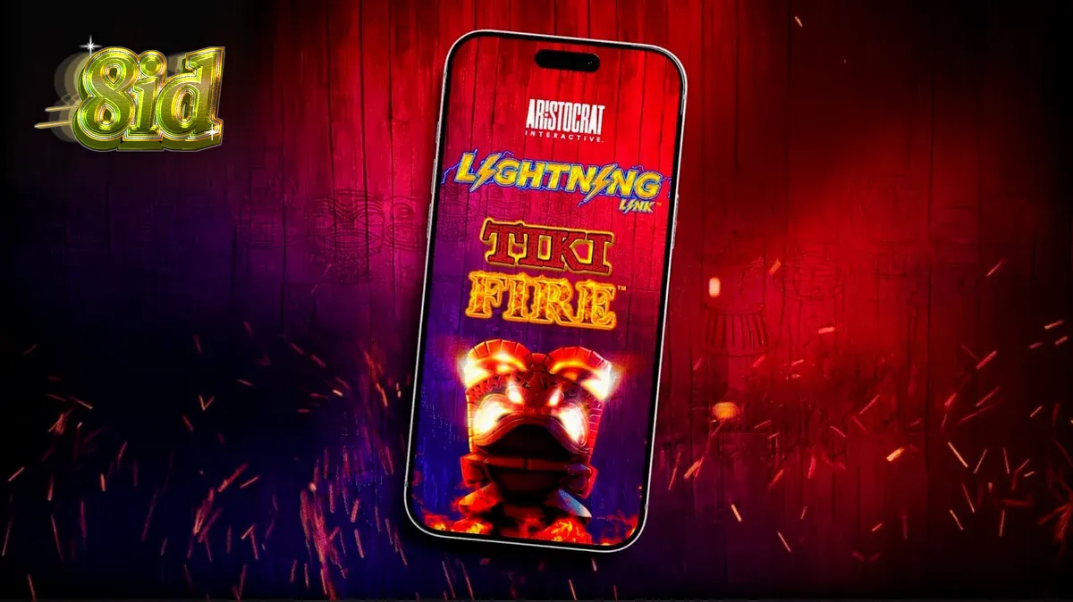 Tampilan visual slot Tiki Fire dengan tema Polinesia yang cerah